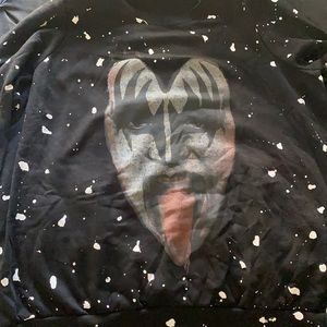 Kiss Black Splatter Fleece Lined Sweatshirt
